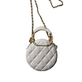 Chanel authentic white caviar leather round handbag two way 'in the loop' bridal 