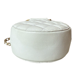 Chanel Authentic Caviar leather in the loop round handbag with round handles white
