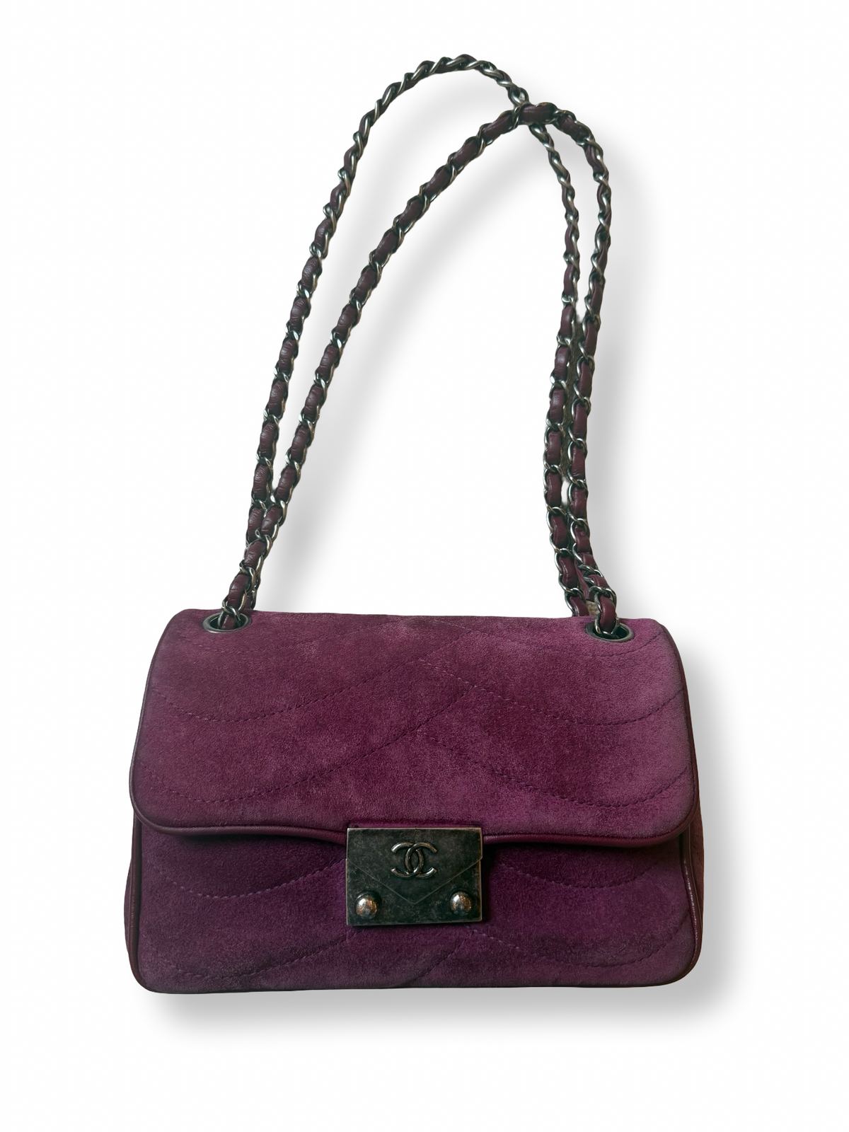 Chanel Pagoda Flap Bag Purple 2016 Suede authentic cruise collection 