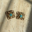 Authentic Chanel Rare Vintage CC Faux Turquoise Stone Earrings collectible 