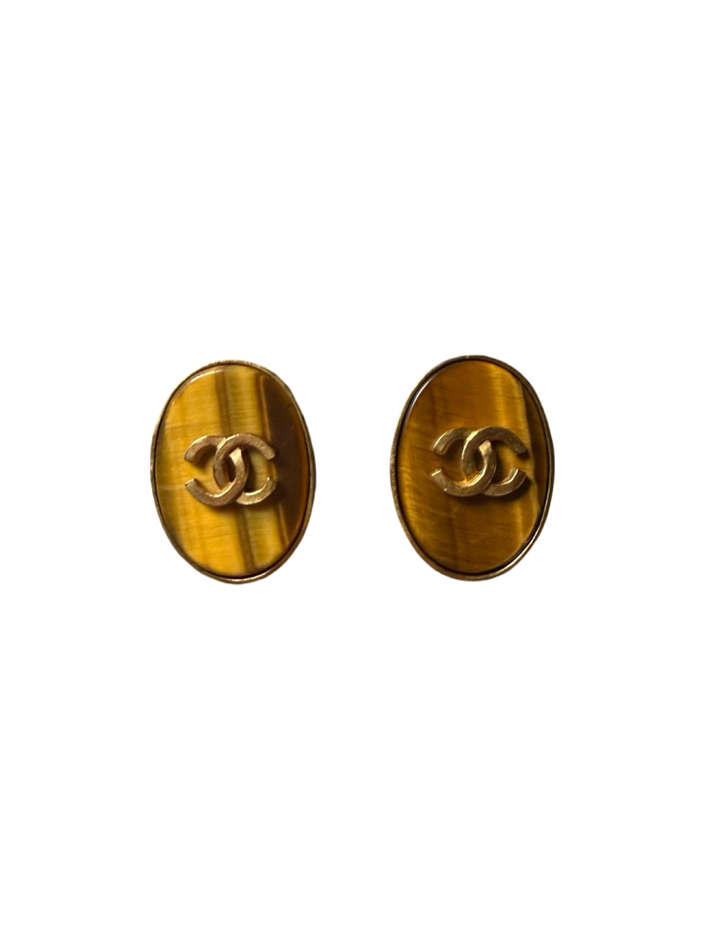 Chanel Vintage Tiger Eye Earrings