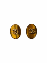 Chanel Vintage Tiger Eye Earrings