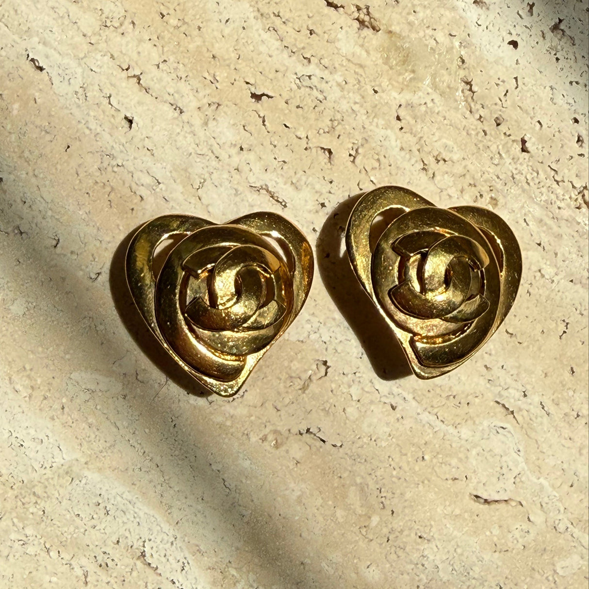 Authentic Chanel Vintage 90s Herat Shaped earrings from Karl Lagerfeld Barbie collection 