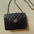 Chanel Vintage Black Lambskin Crystal Classic Flap authentic matelasse quilting jeweled cc gold hardware envelope flap