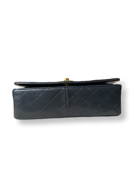 Chanel authentic vintage 1980s classic flap full single front flap black lambskin gold hardware
