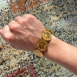 Chanel Vintage 1980s Mademoiselle CC Coin Cuff Bracelet Gold authentic