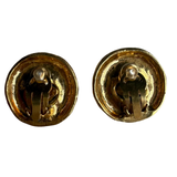 Chanel Vintage Faux Tiger Eye Stone Earrings
