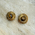 Chanel Vintage Faux Tiger Eye stone earrings authentic 1990s 