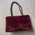 Chanel Vintage Rabbit Fur Tote Oxblood Red authentic 2000s burgundy wine