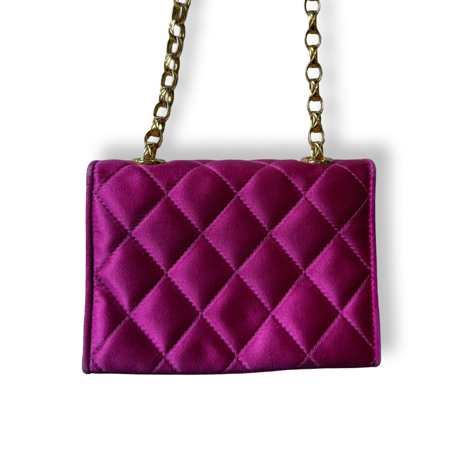 Vintage Chanel hot pink mini flap authentic with camellia flower 