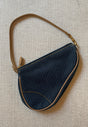 Christian Dior Vintage 00s Denim Saddle Pochette Dark rinse authentic with light leather piping