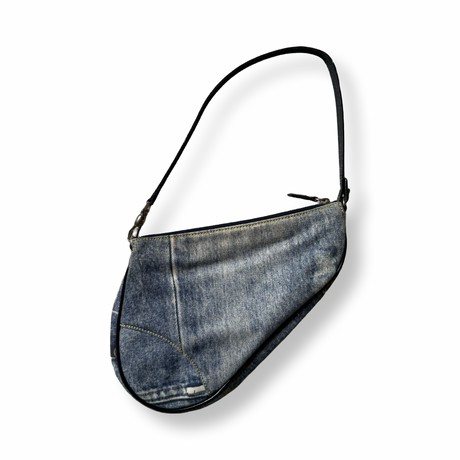 Dior Vintage Denim Print Saddle Pochette