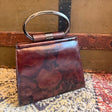 Christian Dior Vintage 90s Babe tope handle Floral Bag rare authentic printed brown leather metal handle