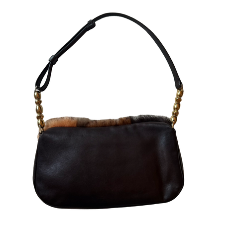Christian Dior by John Galliano vintage 2000 rabbit fur authentic patchwork malice shoulder bag y2k real fur