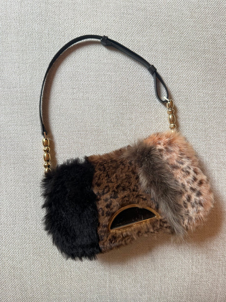 Christian Dior by John Galliano vintage 2000 rabbit fur authentic patchwork malice shoulder bag y2k real fur