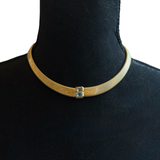 Christian Dior vintage snake chain choker necklace colored stones blue & citron authentic 1980s