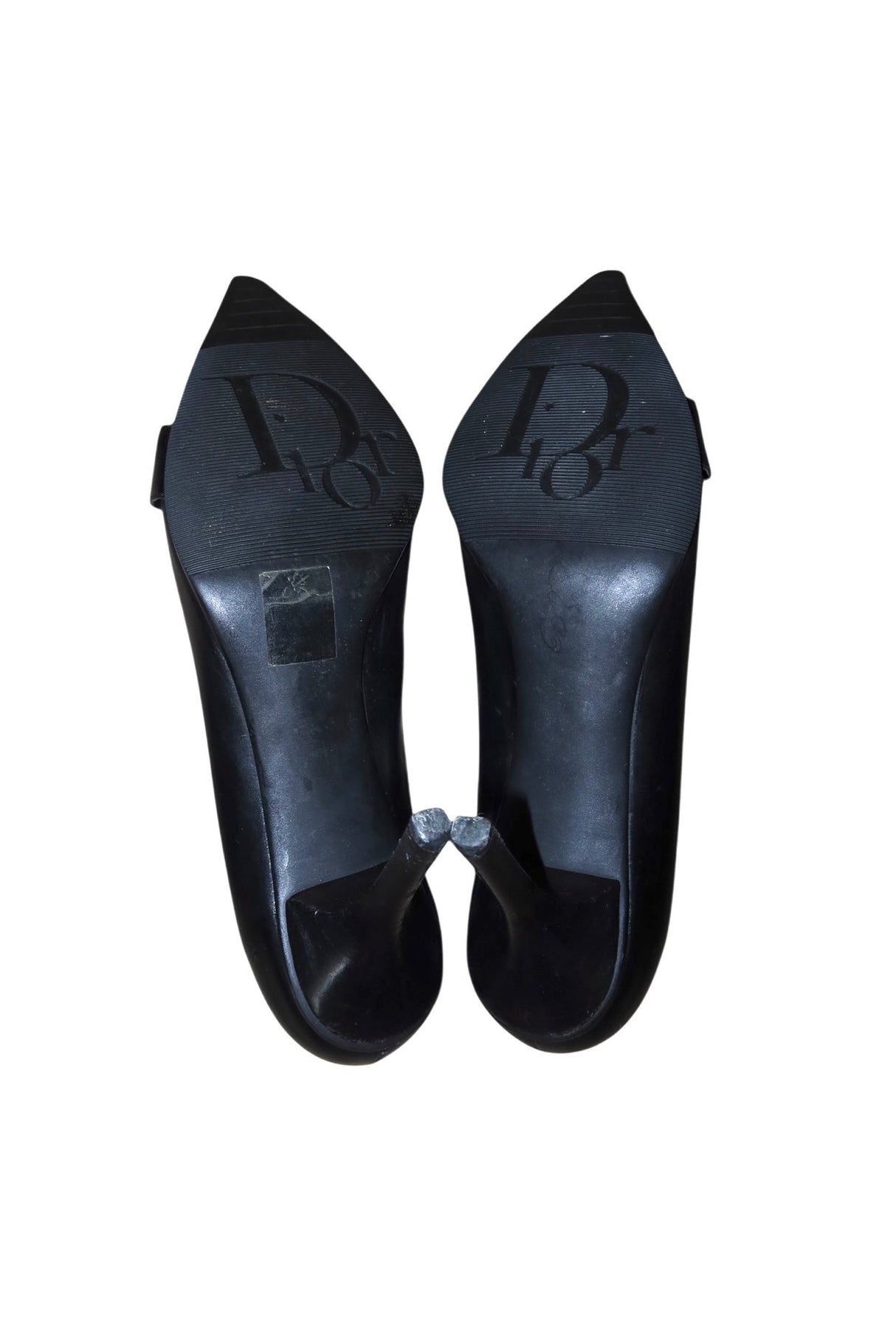 Dior black heels with “Dior” logo silver buckle (38)