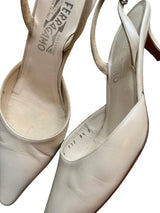 Salvatore Ferragamo ivory slingback heels (8.5)