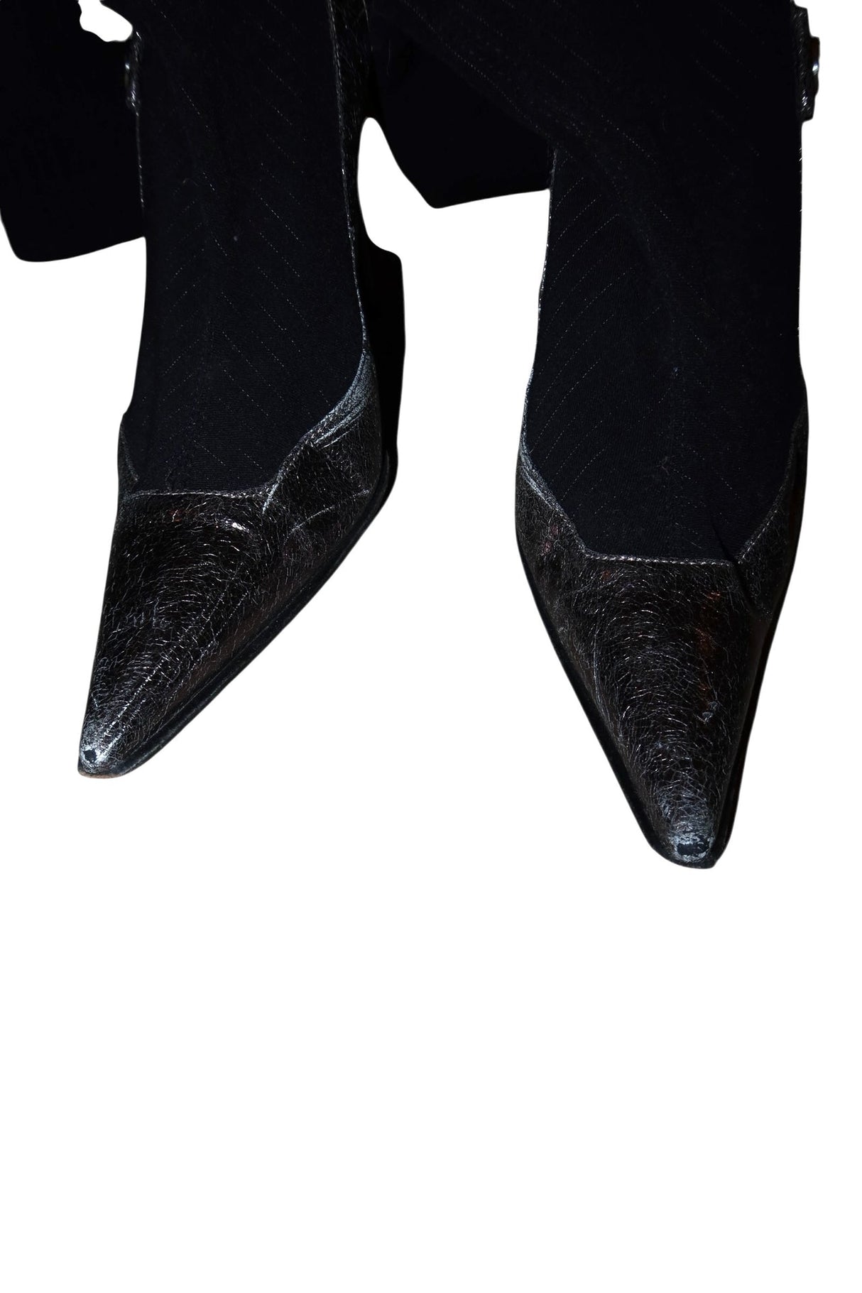 Casadei black pinstripe boots with silver details (9.5)