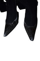 Casadei black pinstripe boots with silver details (9.5)