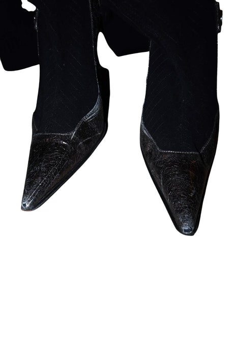 Casadei black pinstripe boots with silver details (9.5)