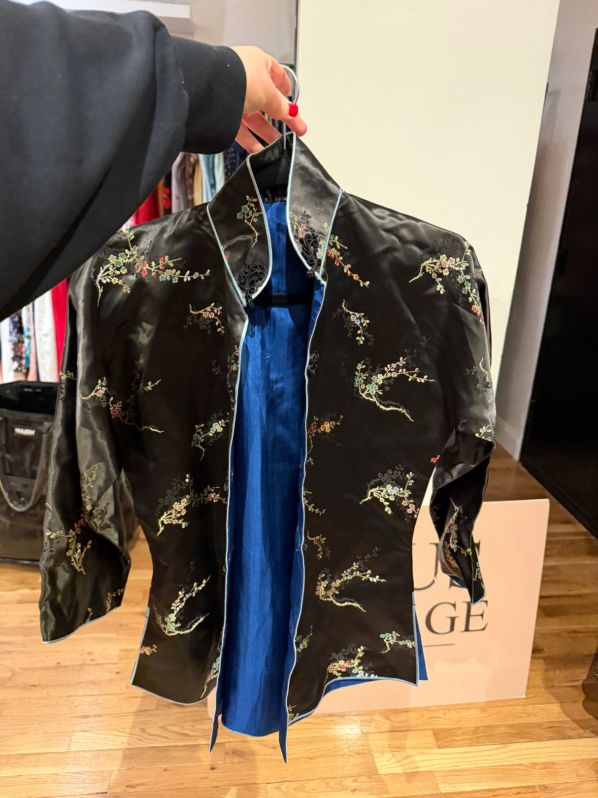 Asian Style Black Silk Tang Jacket with Frog Closures