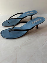 Manolo Blahnik EU 42 Black Patent Leather Thong Sandal