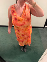 Orange bias cut dress - sku TUV #2444