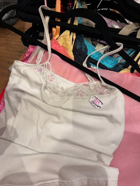 Lace and glitter white camisole - SKU tuv #422