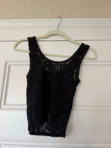 Black lace sheer mini tank top - sku TUV #65437