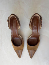 Coach US 10 Brown Suede Leather D'Orsay Pointed Toe Pump