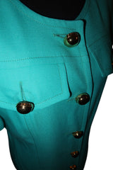 Celine turquoise dress with gold buttons