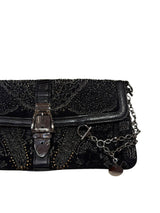Gucci limited edition black beaded silver belt buckle clutch
