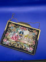 Jolles Original Austrian Petit Point Evening Bag w/matching mini floral coin purse