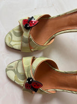 Coach US 8 Sage Green Monogram Canvas Mule Sandal