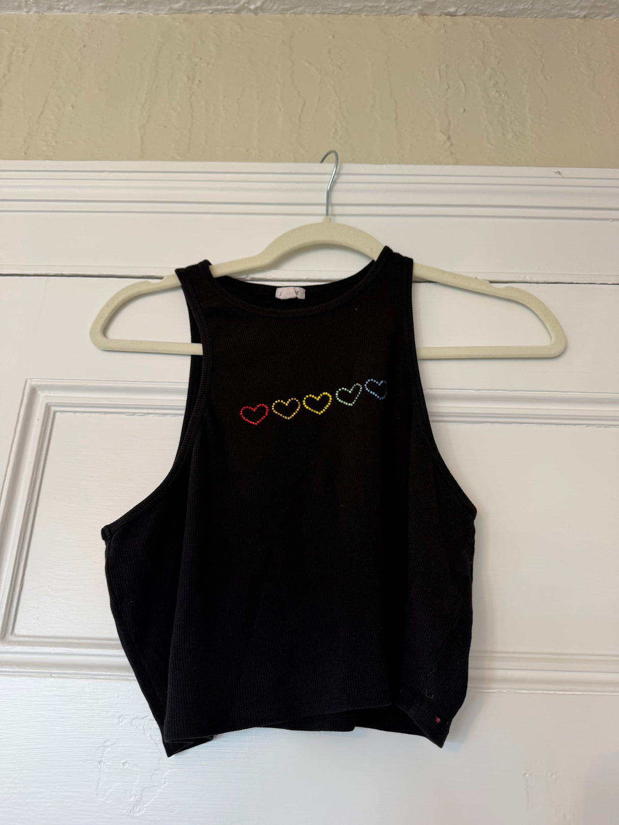 Black bedazzled heart mini tank - sku TUV #66795