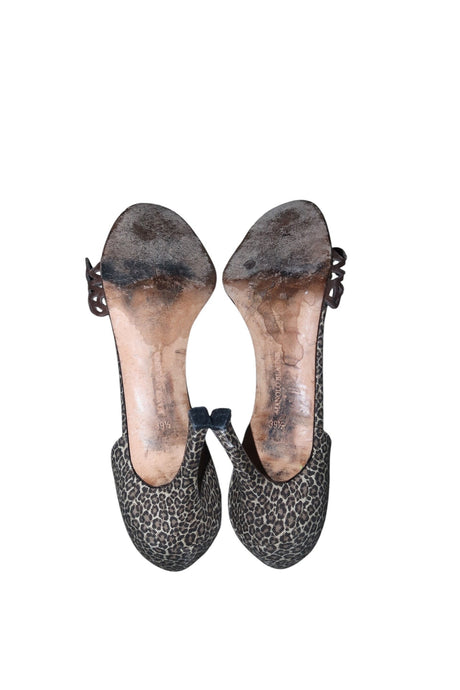 Manolo Blahnik leopard heels with laser cut detail (39.5)