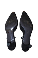Salvatore Ferragamo black suede heels with braided slingback detail (10)