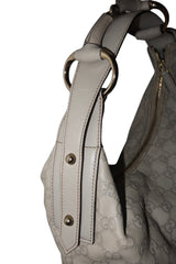 Gucci light grey Guccissima horsebit hobo bag