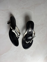 Coach US 7 Black Leather Thong Sandal