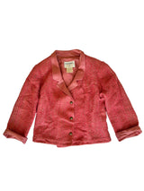 Chanel 1999 pink tweed jacket with iridescent satin neck (40)