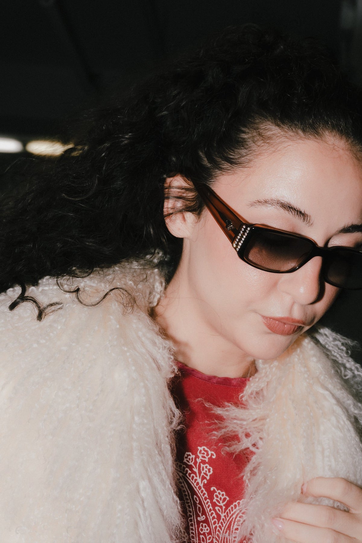 White Mongolian Fur Coat - TUV #56789