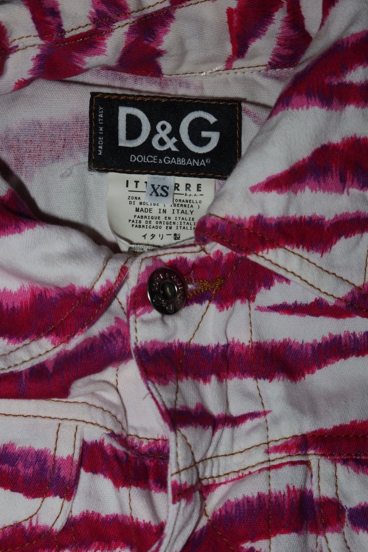 Dolce & Gabbana pink and white zebra print jacket (XS)