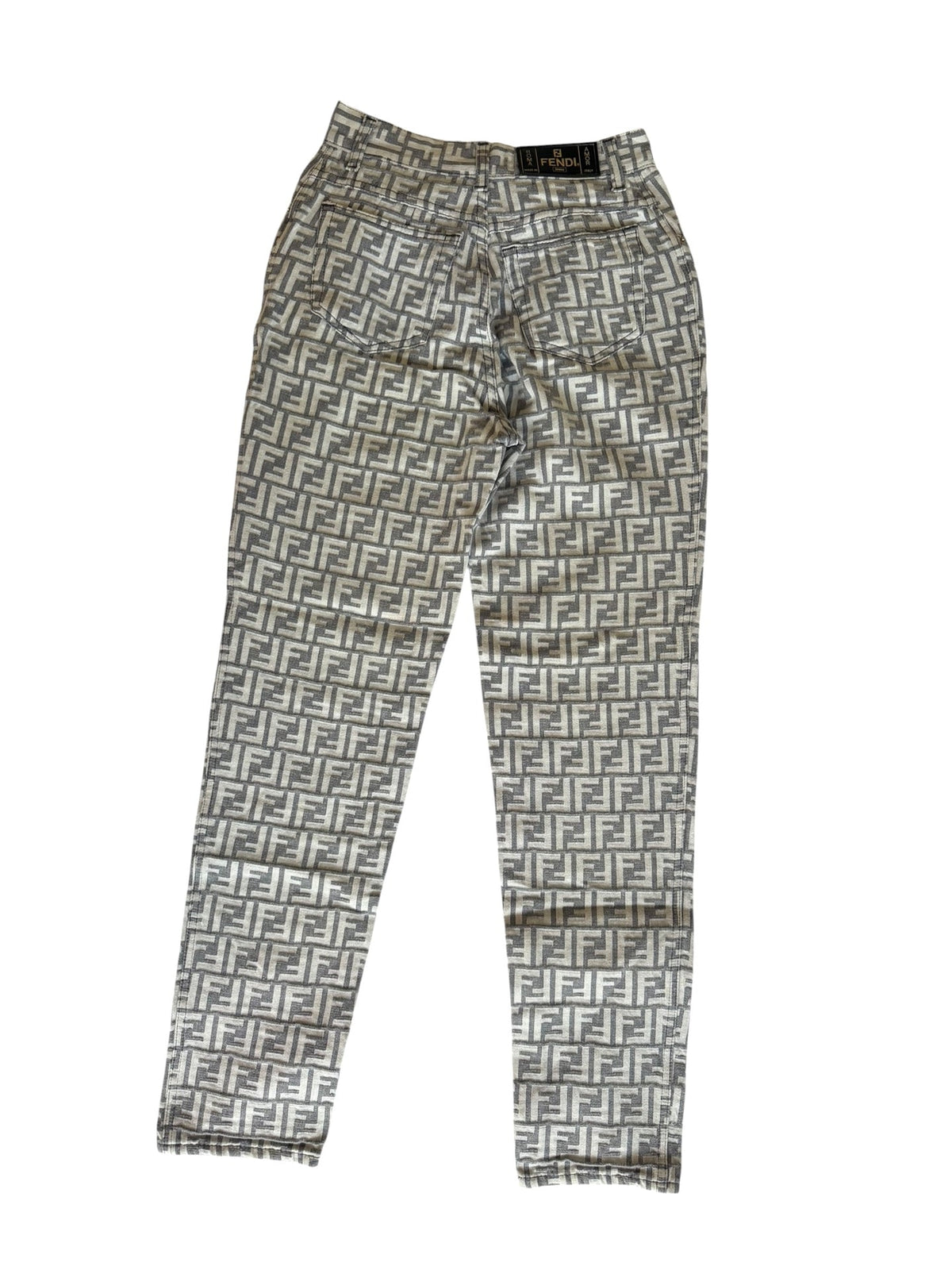 Fendi grey and white logo jeans