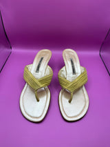 Manolo Blahnik Iridescent Yellow Heeled Sandals - Size 39