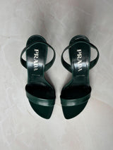 Prada EU 38 Dark Green Leather Slingback Sandal