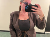 Brown Giorgio Armani Linen Blazer with Braided Detail size 44