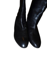 Escada black and green leather boots (36.5)