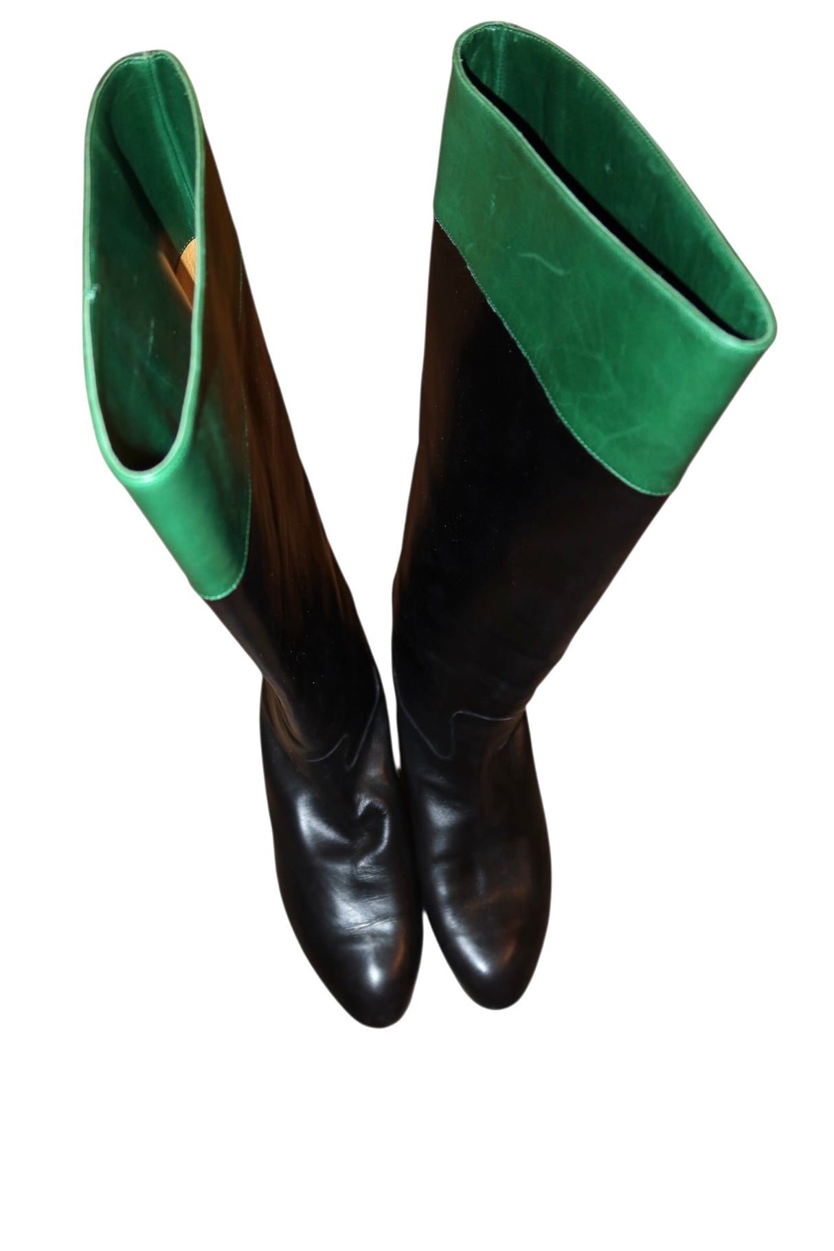 Escada black and green leather boots (36.5)