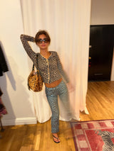 Blue Fendi Cheetah button down cardigan - SKU tuv #382